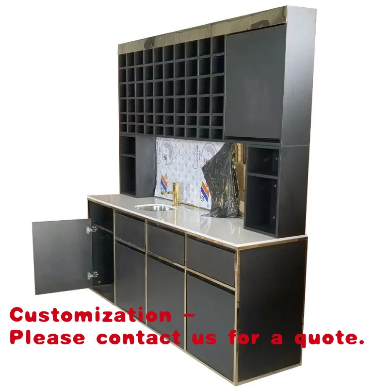 

Customize.Customizable Gold Color Bar Hair Salon Storage Cabinet Commercial Furniture Salon Stations Equipment Sink Display Sal