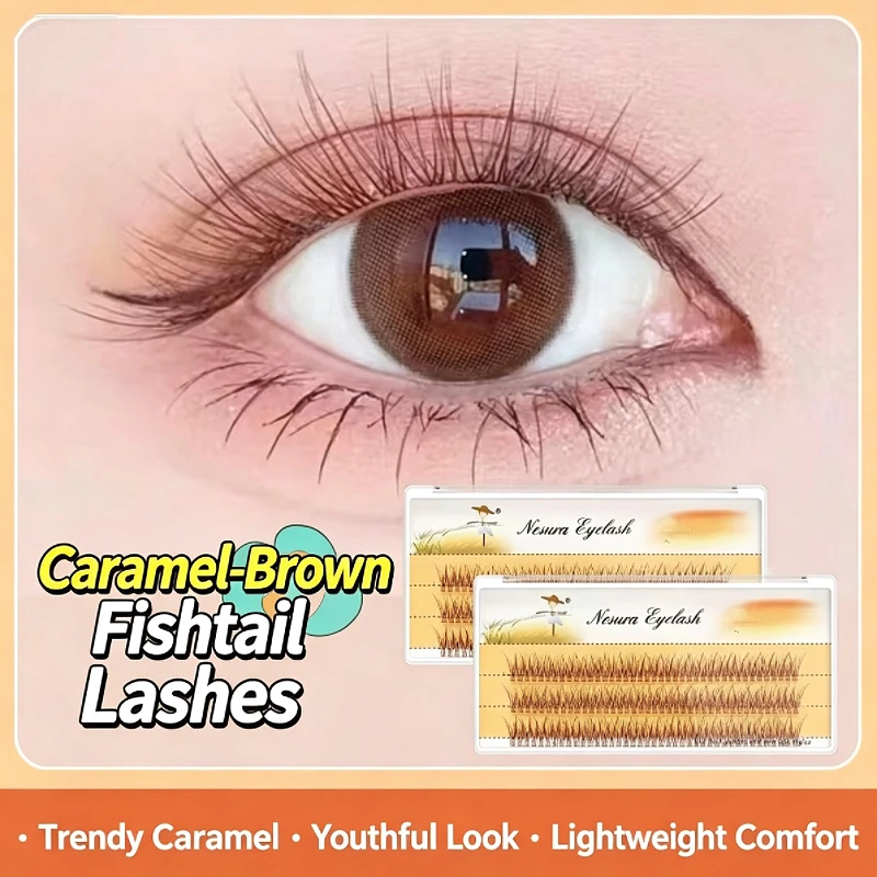 Grafting World Natural Simulation Super Soft Fairy Single Cluster Hair Brown Segmented Caramel Fish Tail False Eyelashes