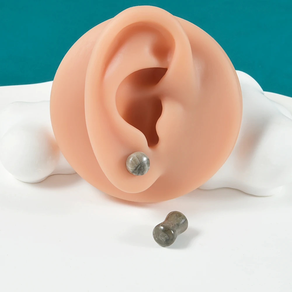2Pcs Coral Stone Ear Plugs Double 6mm-25mm For Men Women Ear Plugs Tunnel Gauges Piercing Expander Body Piercing Jewelry