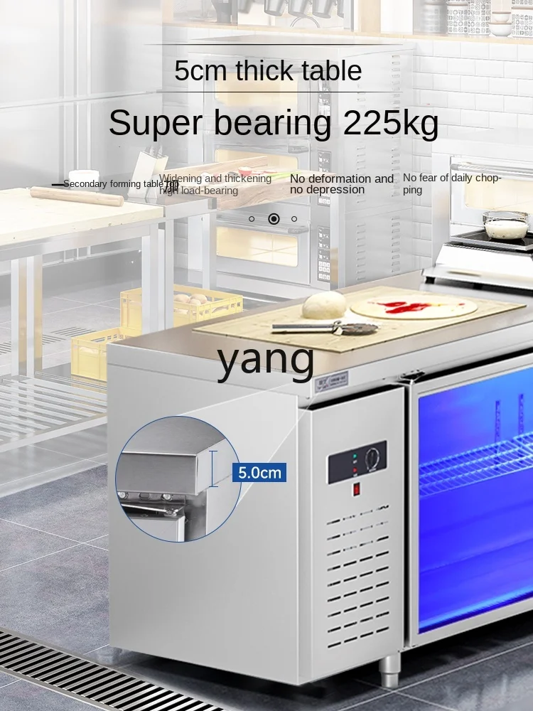 LH Commercial Milk Tea Shop Kitchen Refrigerator Blue Light Double Temperature Flat Cabinet Horizontal Freezer Freezer