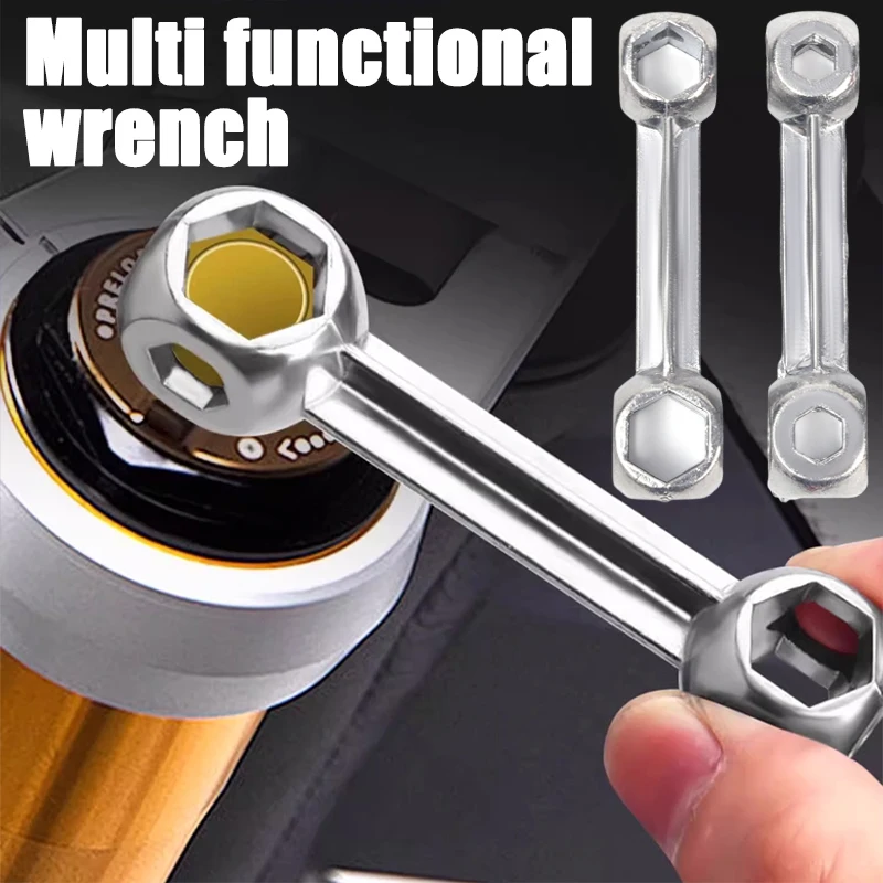 

10 in 1 Multifunction Universal Hexagonal Wrench Portable Bicycle Repair Tools Bone Shaped Zinc Alloy Wrench Repair Accessories
