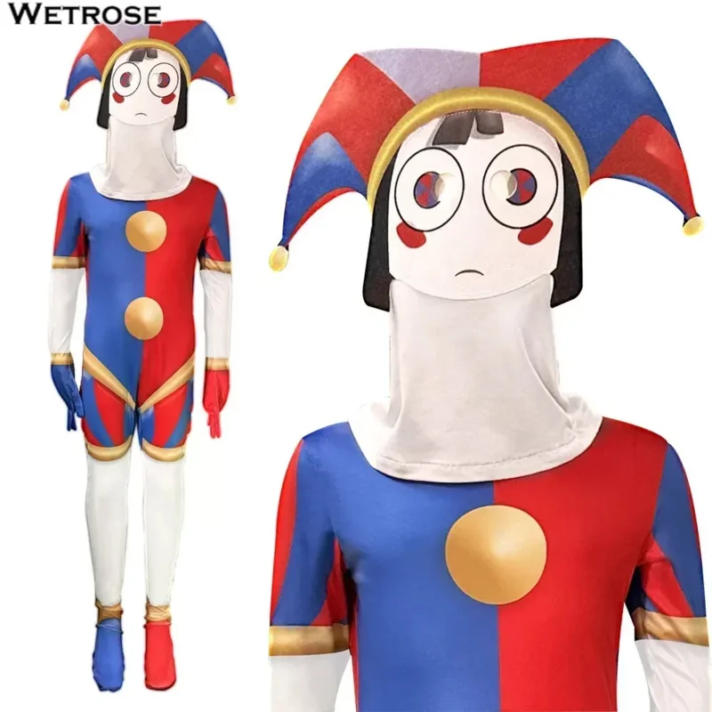 【Wetrose】In Stock Pomni Cosplay Costume Set Clown The Amazing Digital Circus Halloween Christmas Hat Mask Помни Xddcc Jax