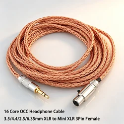 2.5mm 4.4mm XLR 16 Core 99% 7N OCC Earphone Cable For AKG Q701 K702 K271 K272 K240 K141 K712 K181 K267 K712 Headphone