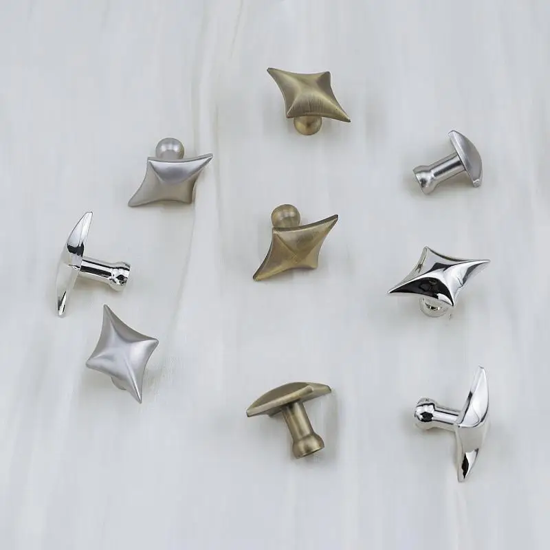 Vierpunkt-Stern-Schrankknöpfe, Premium-Qualität, Zinklegierung, minimalistische Griffe für Küchenschrank, Schublade, Kleiderschrank, Möbelrenovierung – Detail 12