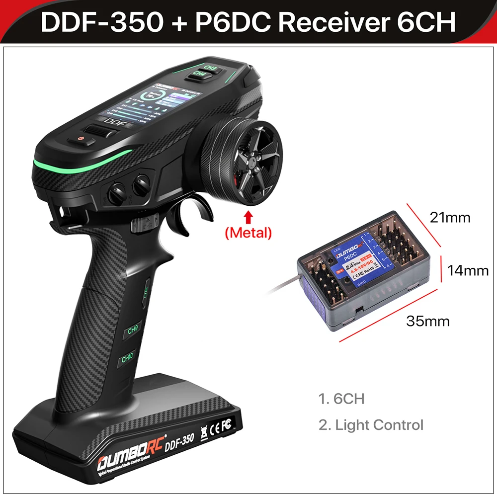 DUMBORC 2.4G 10CH Digital Radio Remote Controller DDF-350 Transmitter with Receiver for RC Car Boat Tank LCD FHSS System image 3