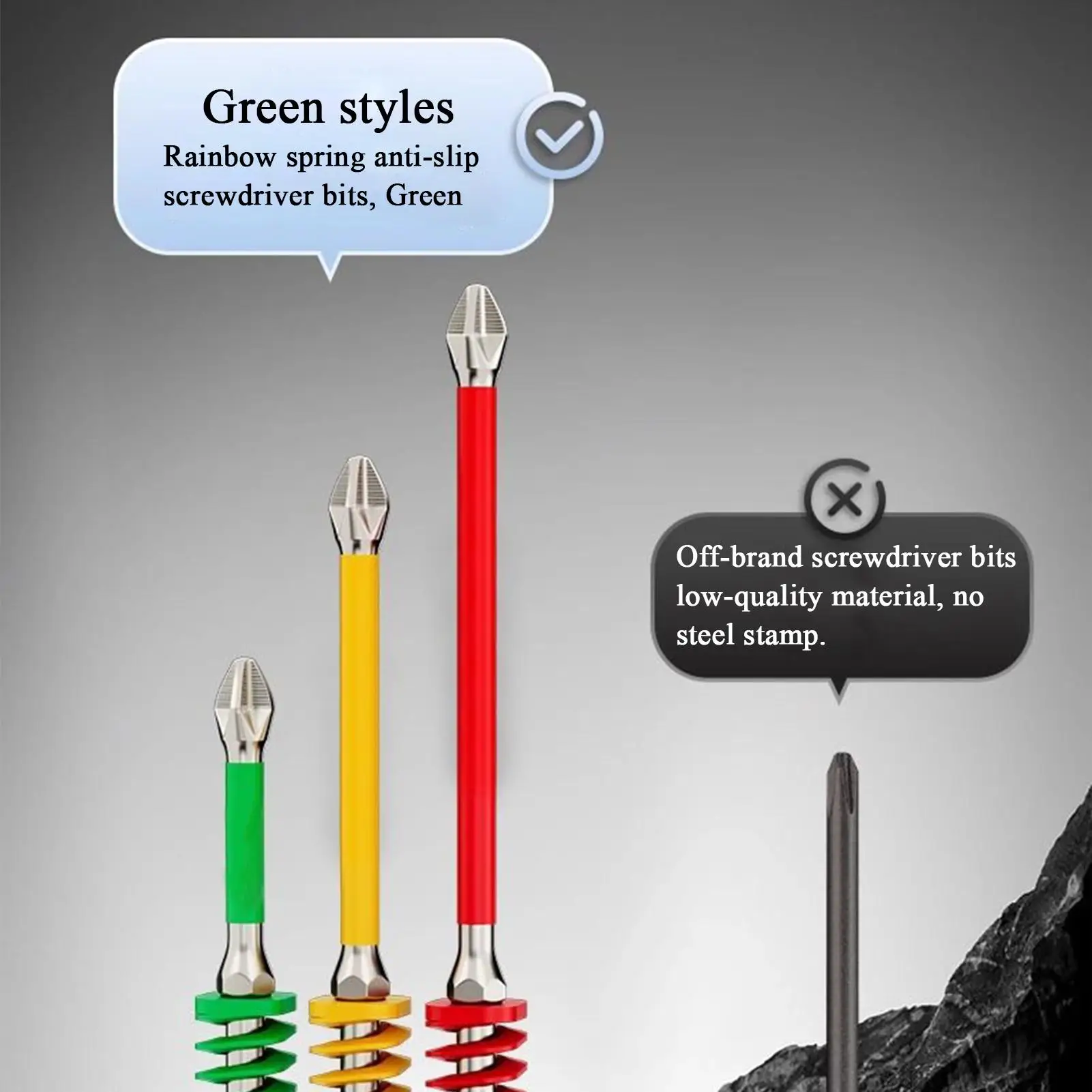 Screwdriver Drill Bit Set 2 Pieces Magnetic Screwdriver Bit Set Tough Anti-Slip Tips with Spring for Household Technician Work