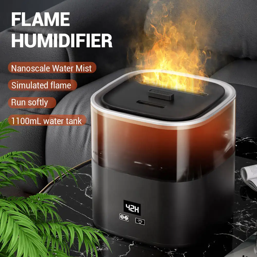 

Лидер продаж 1,1 л увлажнитель для ароматерапии портативный дисплей влажности аромадиффузор светодиодный светильник ультразвуковой увлажнитель воздуха для дома