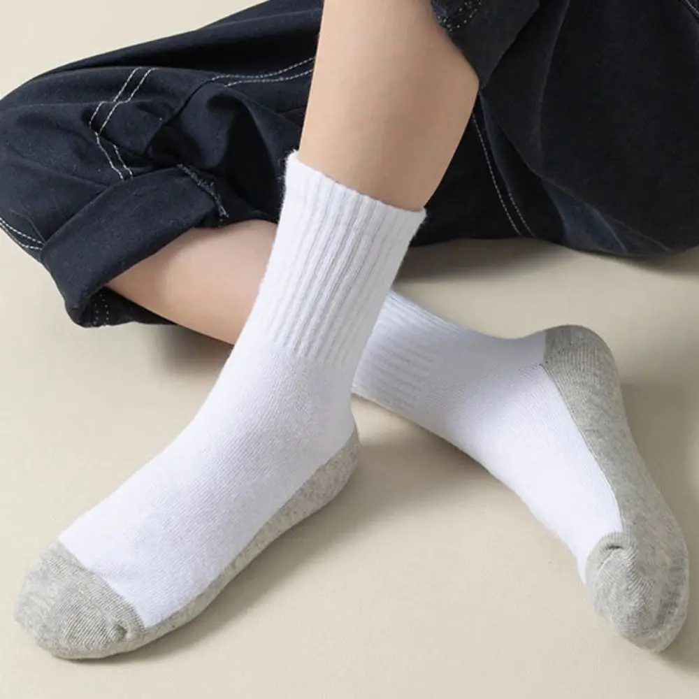 

4/6Pairs Fashion Simple Men's Mid-calf Socks Non-slip Hosiery Men Tube Socks Breathable Patchwork Sports Sock Summer