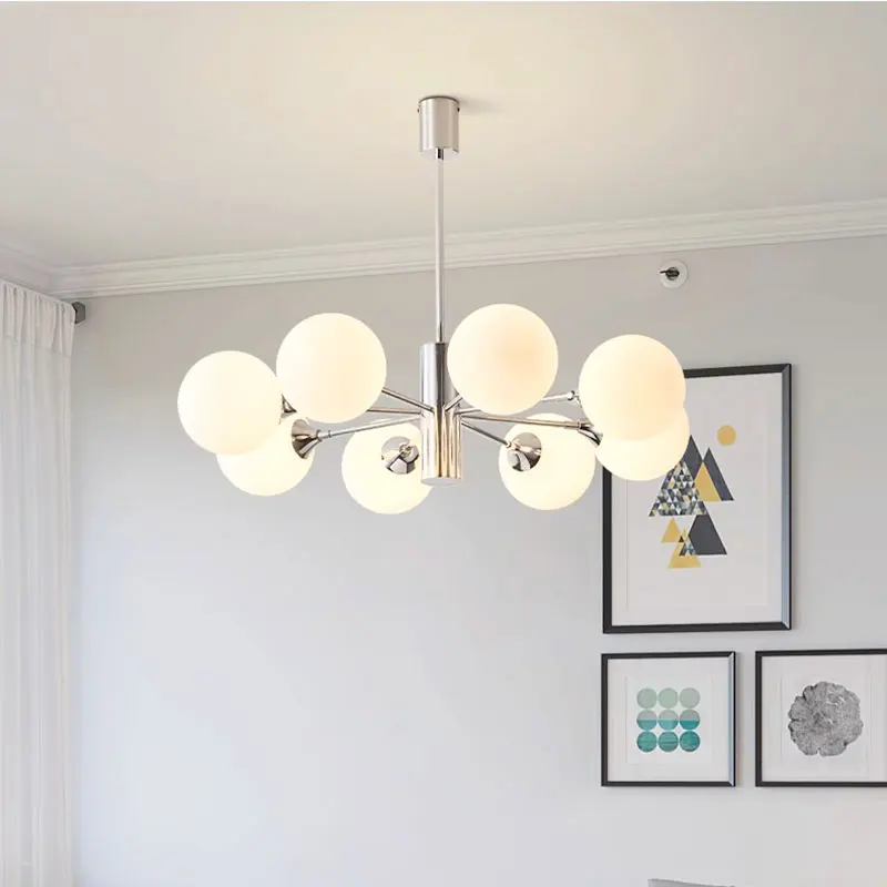Modern Chrome Led Ceiling Chandelier Glass Ball Pendant Light Fixtrue Living Room Bedroom Home Decor Hanging Lamp Home Appliance image 3