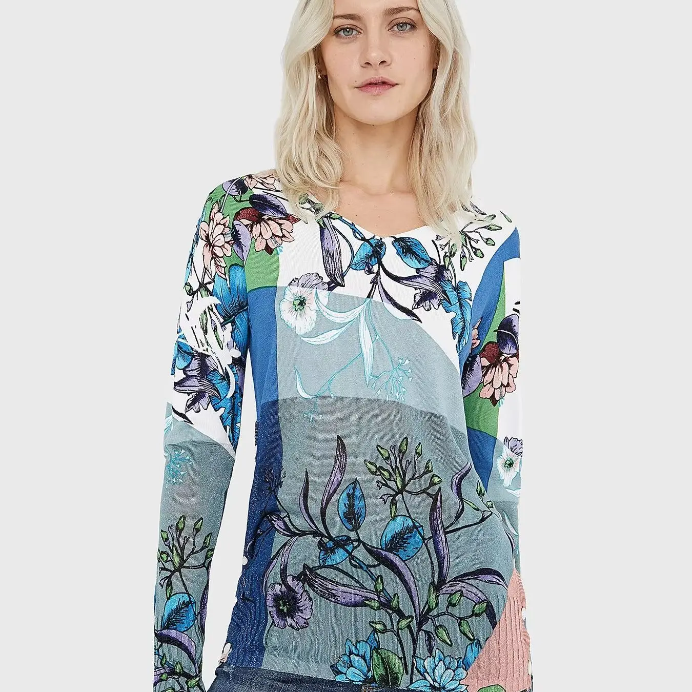 

Women's long sleeve top Sweater Women's sweater asymmetric flower printed knitted sweater designer tops Female clothing