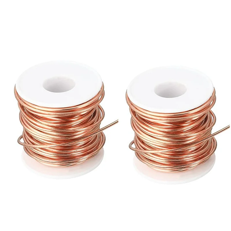

2 Rolls Soft Copper Wire Solid Bare Bendable Wire for Electroculture, Jewelry Making (12 Gauge 52.49Feet Per Roll)
