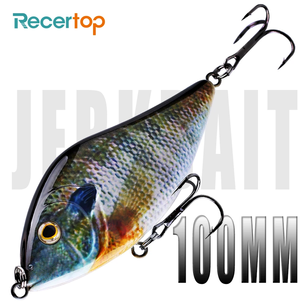 Recertop 100MM 45G Slider Action Artificial Hard Crank Bait Wobbler Rattles Pike Musky Sinking Jerkbait Predator Fishing Lures