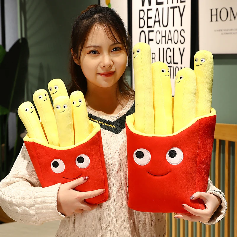 Smile French Fries Plush Stuffed Toy Plush Creative Sofa Pillow Simulated Food Chips Car Accessories Children's Birthday Gifts
