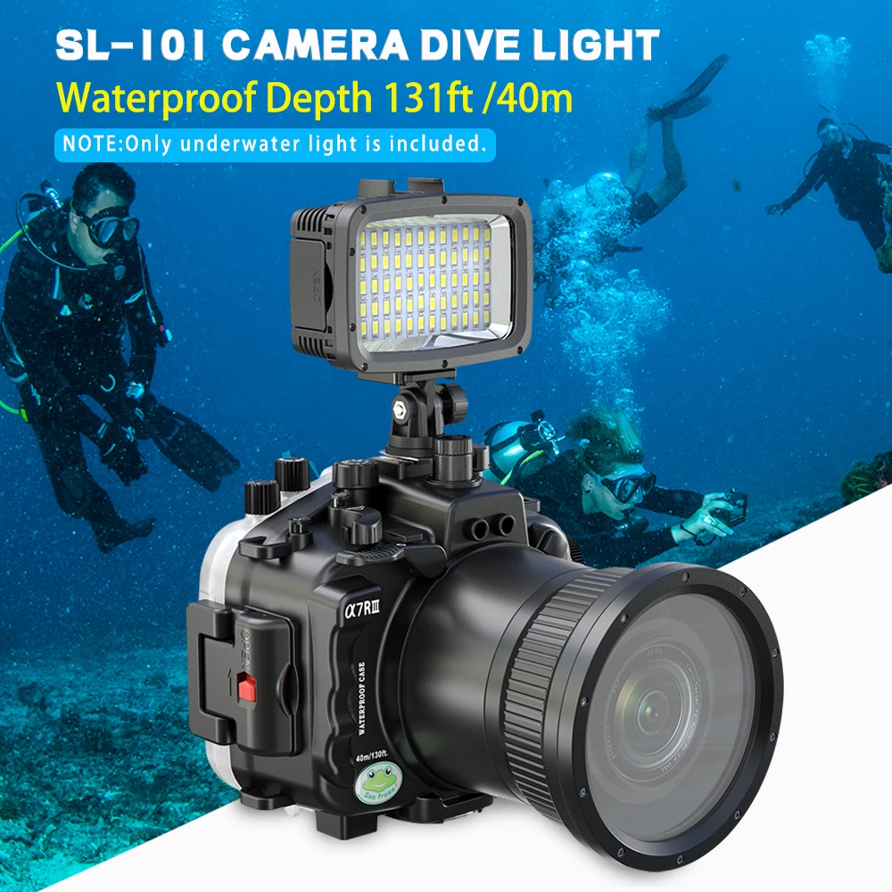 แบบพกพากันน้ำแฟลชใต้น้ำ40M ดำน้ำเติมแสง1800LM แบตเตอรี่กล้องอุปกรณ์เสริม