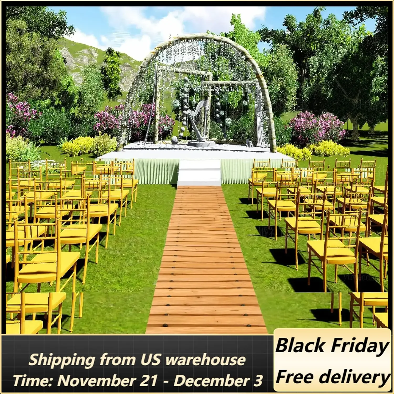 10FT Wooden Garden Pathway, Outdoor Roll Out Decorative Garden Walkway, Weather-Resistant Non-Slip Hardwood Walkway Pavers