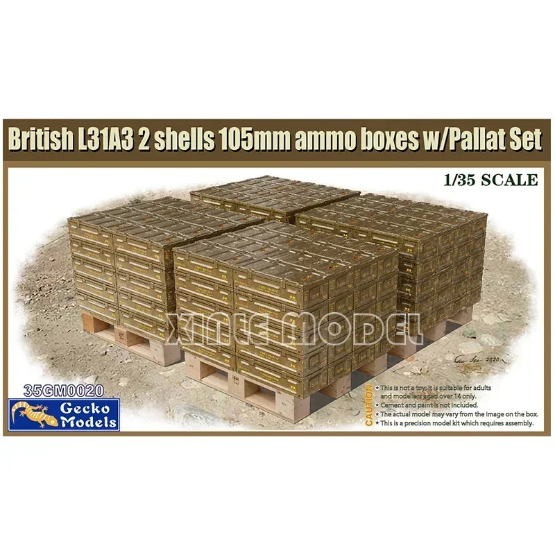 

Модель Gecko Пропорциональный комплект 1/35, комплект 35GM0020, британский L31A3, 2 корпуса, коробки для боеприпасов 105 мм с набором поддонов, модель военной игрушки для хобби