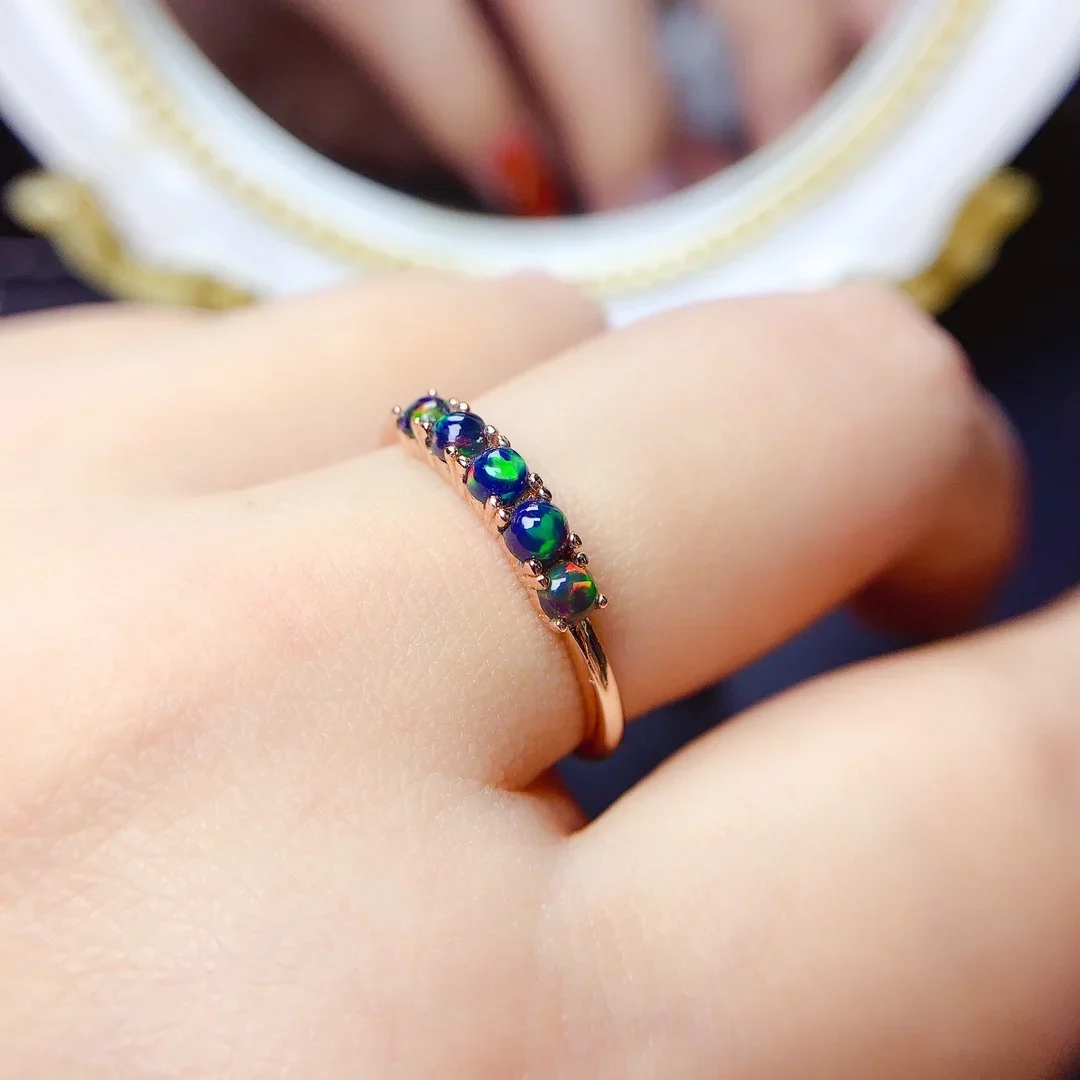 925 Sterling Silver Black Opal Gemstone Silver 925 Jeweled Ring Women's Luxury Women's Necklace with free Christmas shipping