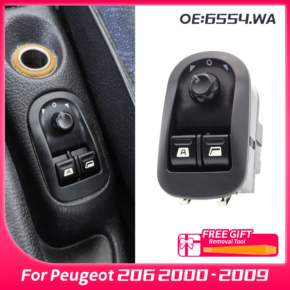 6554.WA 6554WA Car Electric Power Window Switch Master Button Control Windows Mirror Switch For Peugeot 206 2000 - 2009