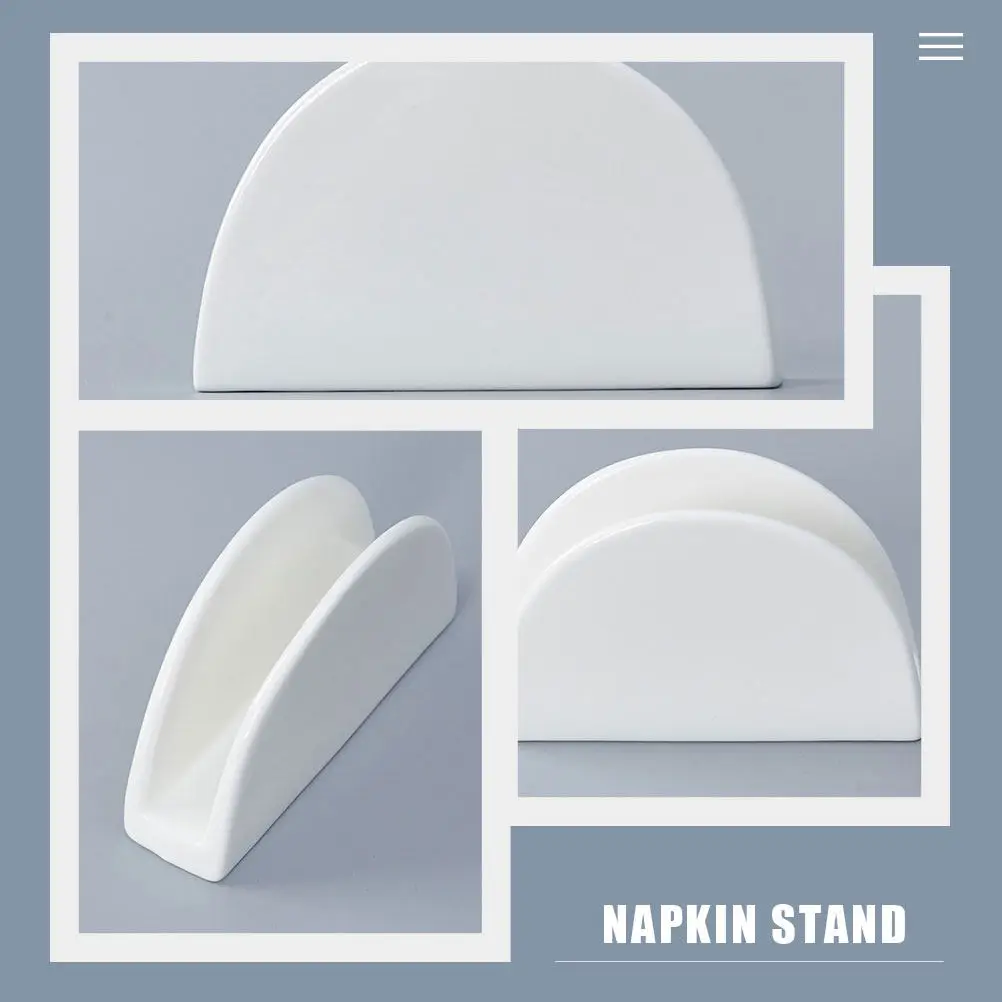 2Pcs Elegant Ceramic Napkin Holder Flat Stable Serviette Stand for Kitchen Dining Room Bathroom Napkin Holders for Tissue view 3