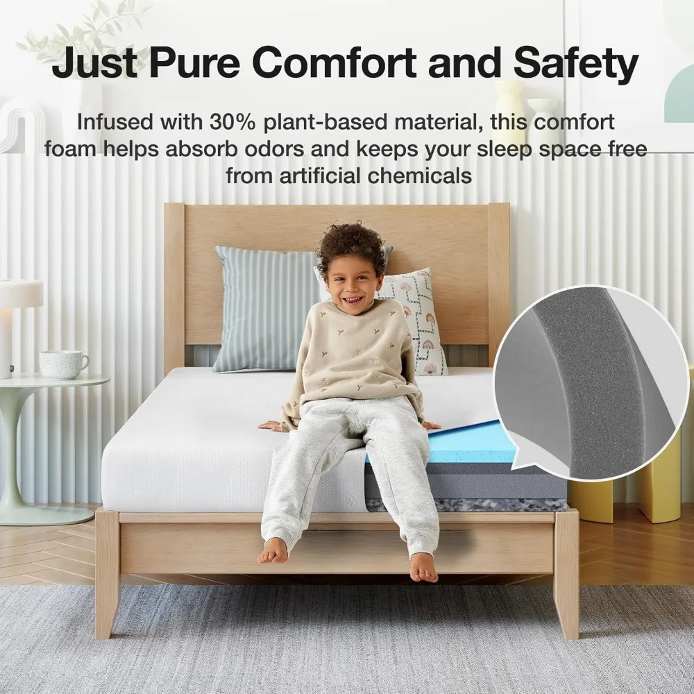 5-Inch Twin Kids Mattress, Gel Memory Foam for Cooling Sleep, Pressure Relief, CertiPUR-US Certified