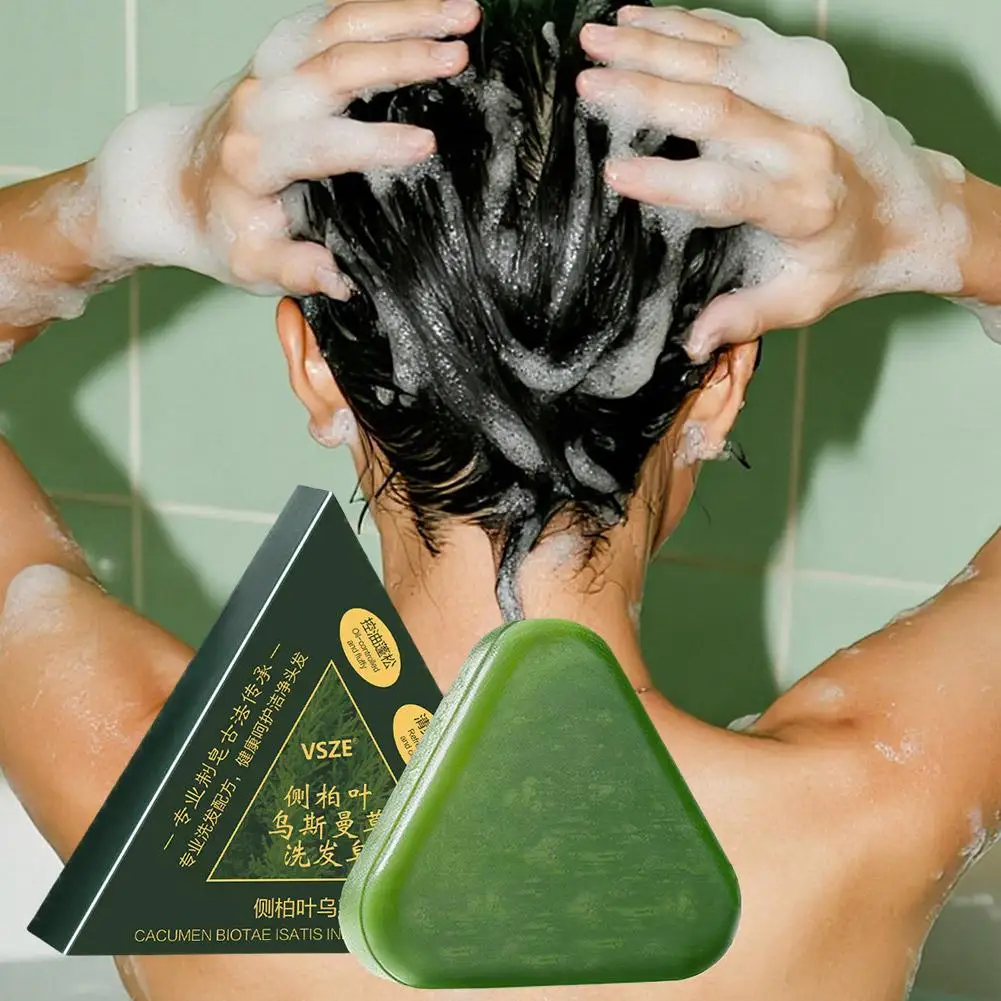 Usman Grass & Platycladus Shampoo Bar Hair Growth Natural Hair Loss Treat Strengthens Roots Control Oil Cleanses Scalp Soap 120g