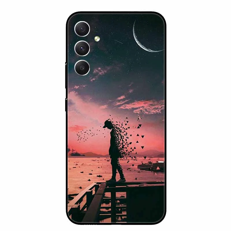 For Samsung A54 5G Case Wolf Lions Black TPU Soft Silicone Coque for Samsung Galaxy A56 A34 A55 Phone Back Cover A 54 55 Shells