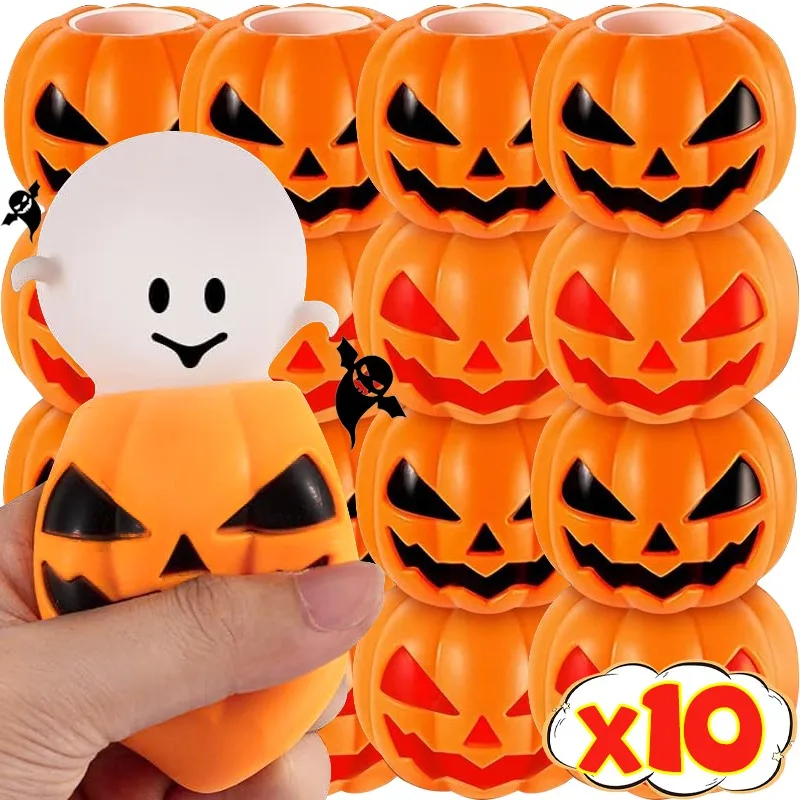 1/10 Uds. Bola antiestrés con cabeza de calabaza, bonito fantasma de descompresión, juguetes para aliviar el estrés, juguetes creativos para niños, decoración para fiesta de Halloween
