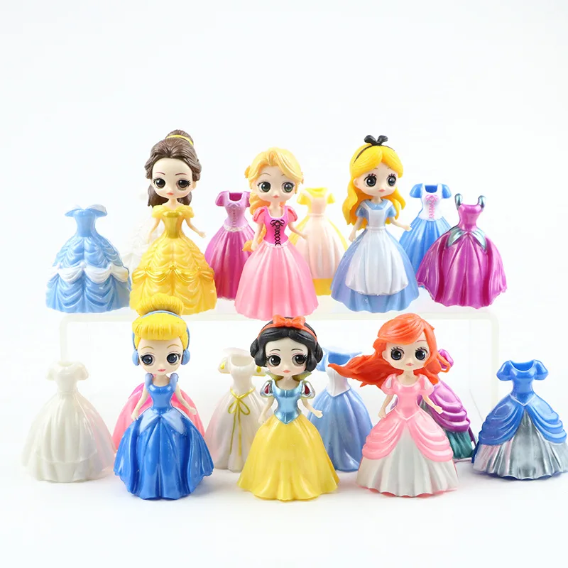 Disney Princess Toys Frozen Elsa Cinderella Ariel Alice Magic Clip Dress Clothes Change Figures Dolls