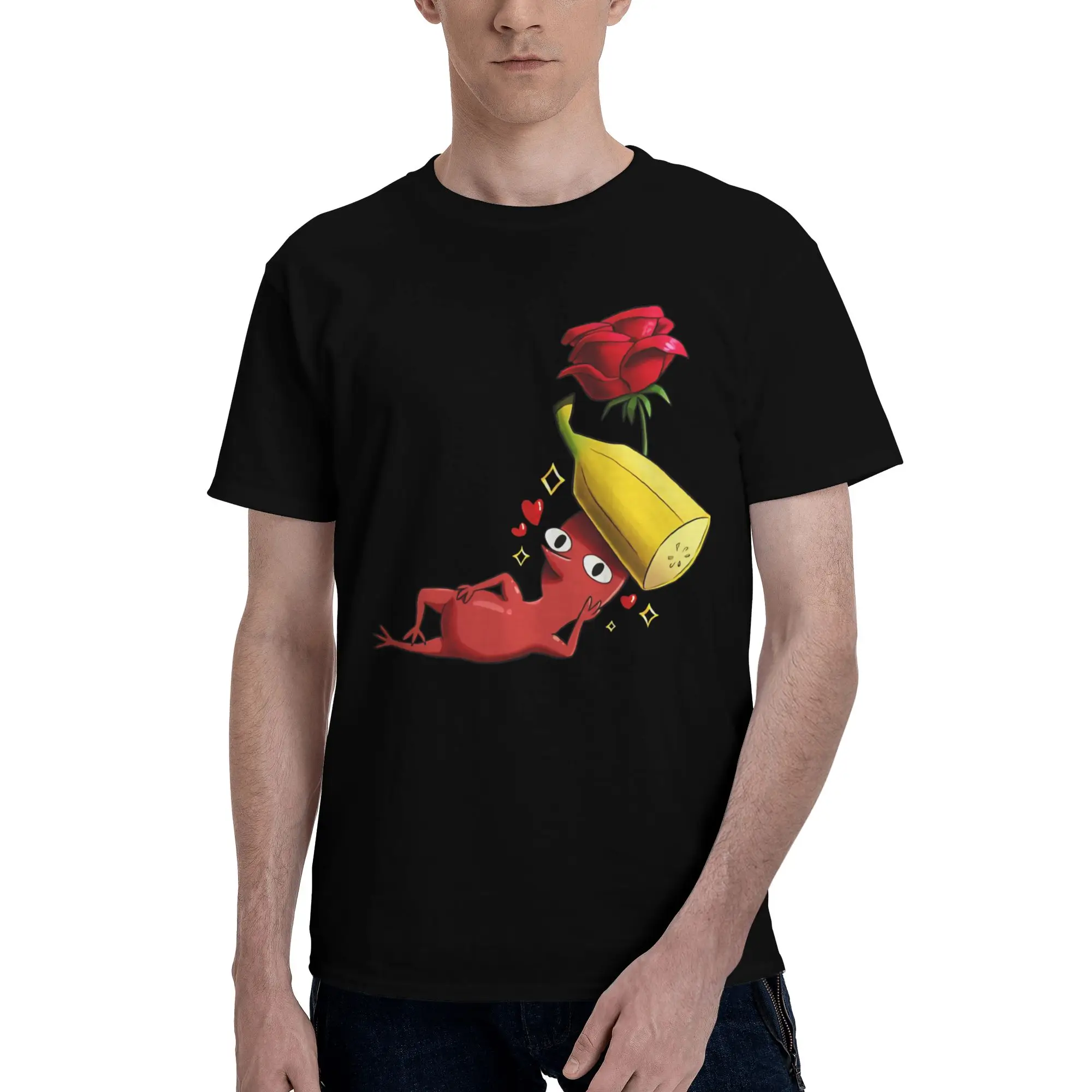Banana decor Red Pikmin  Men's T Shirts Pikmin  Amazing Tees Short Sleeve Round Neck Pure Cotton Gift Tops T-Shirt