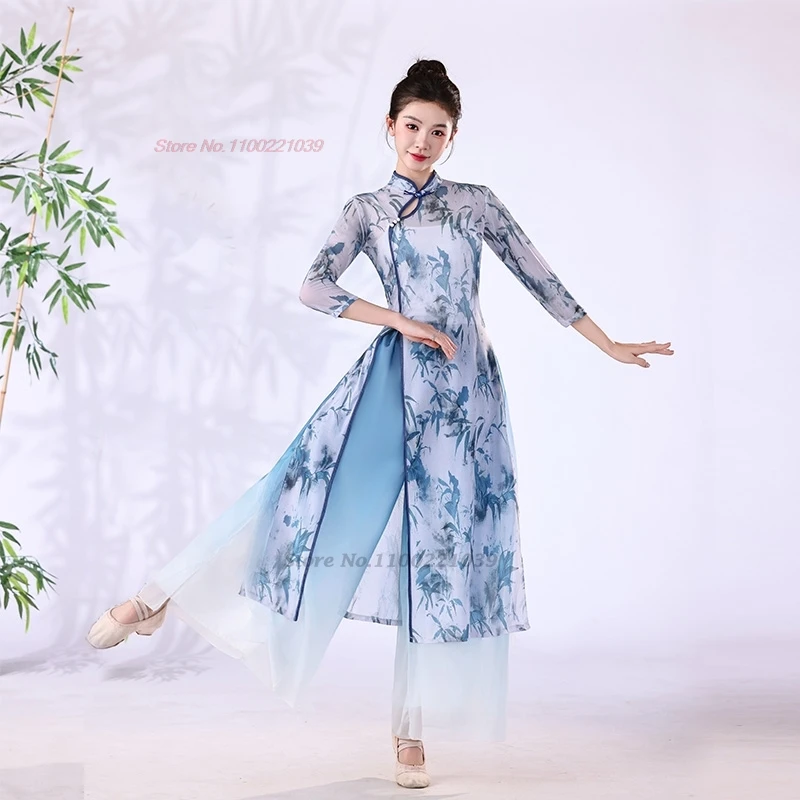 costume-de-danse-folklorique-chinoise-vintage-haut-qipao-en-maille-imprime-floral-pantalon-robe-vintage-performance-sur-scene-pratique-cheongsam-2025