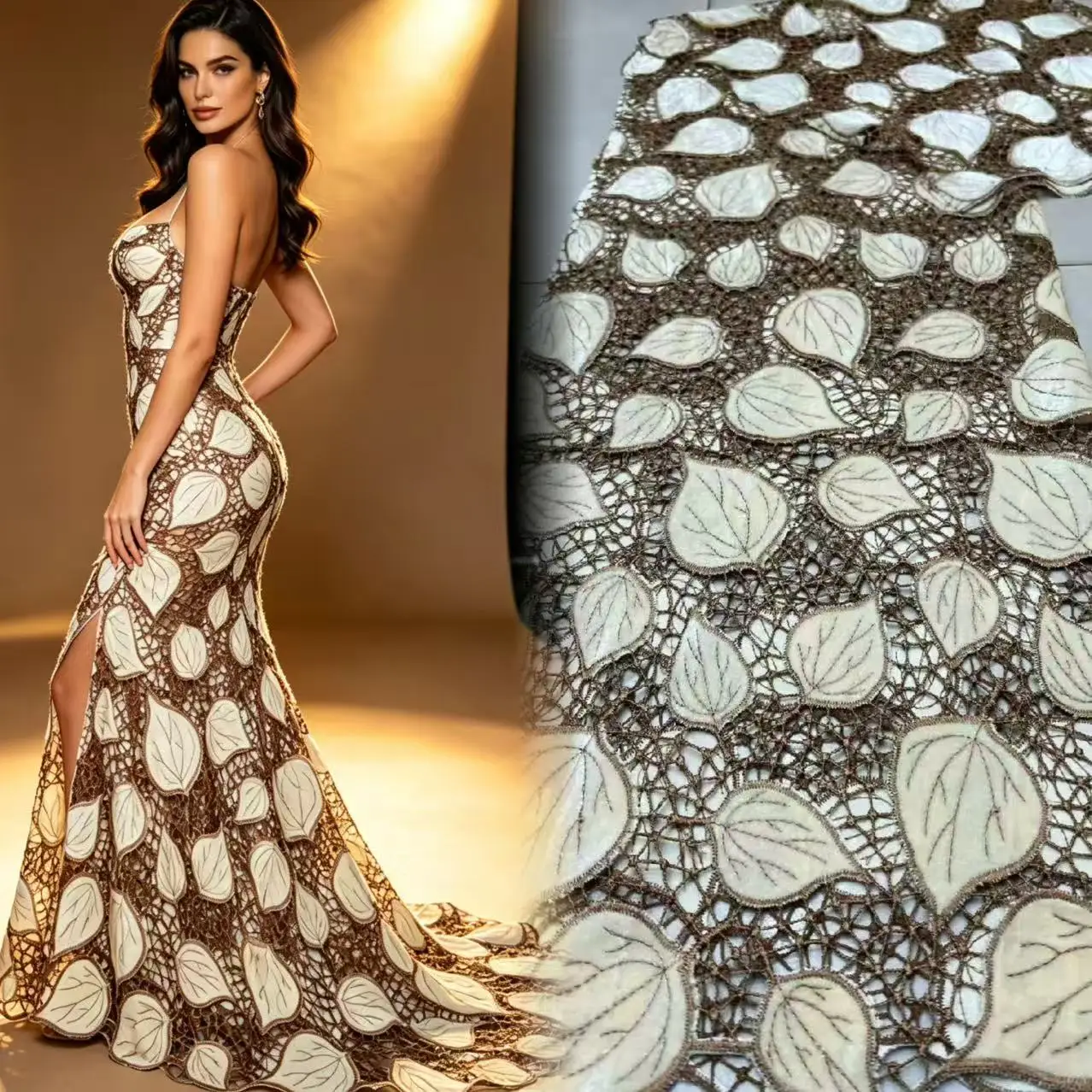Luxury Big Rich Velvet Cord Lace Silky African Embroidered Guipure Fabric Traditional Cupion Wear for Occasions Celebrants XR511