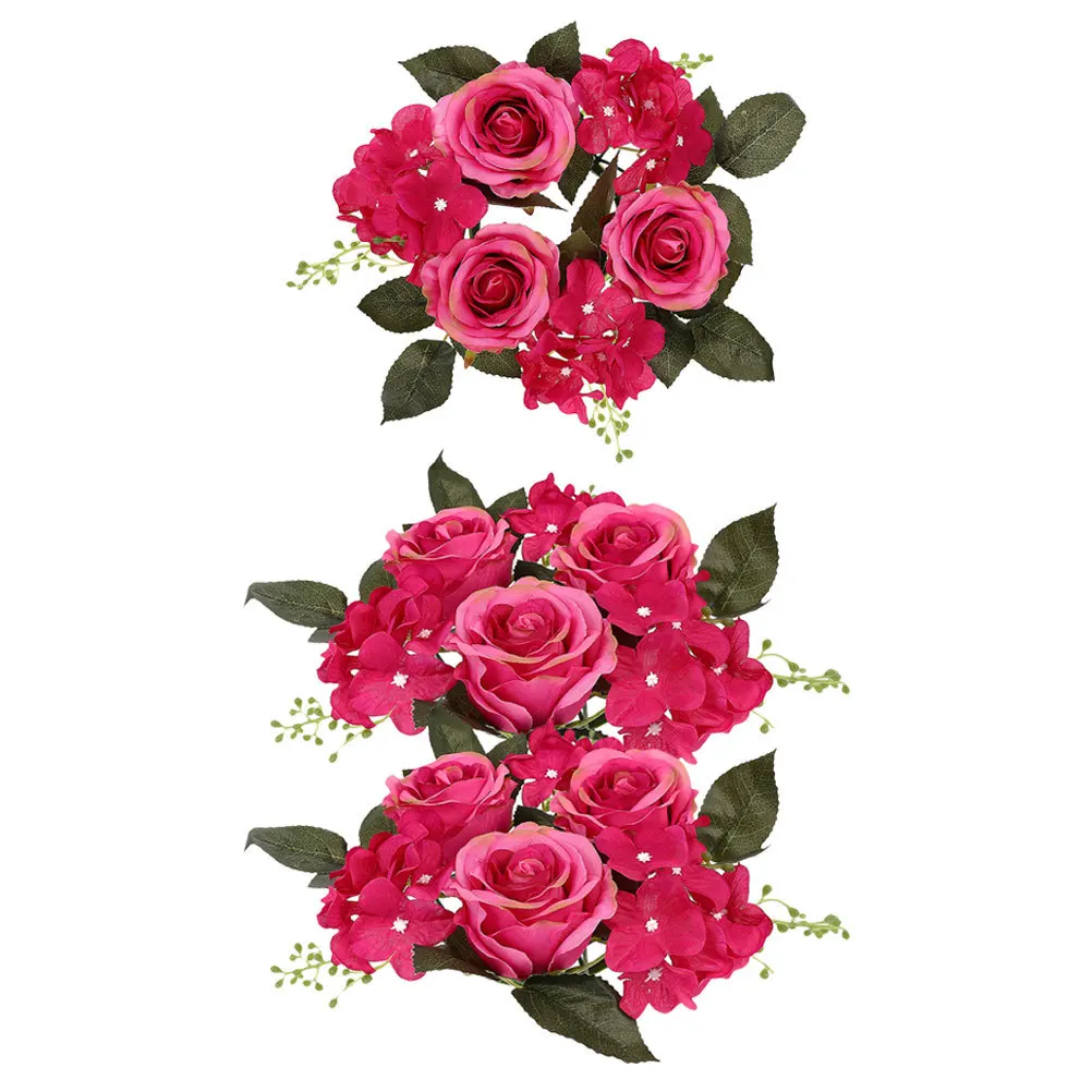 

3Pcs Artificial Rose Ring Wreaths Lightweight Party Table Decor Wedding Centerpieces Artificial Flower Ring