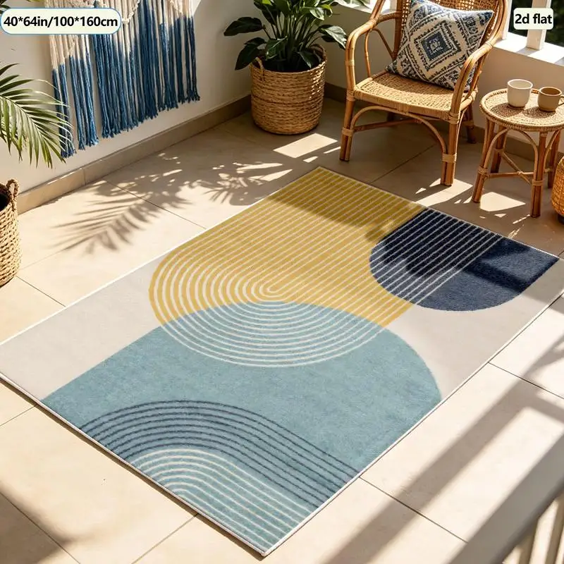1 Piece of Geometric Patterned Mid-Century Modern Style Carpet, Soft and Comfortable, Suitable for All Seasons, Easy to Care For, Ideal for Decorating Living Rooms, Bedrooms, Dining Rooms, Autumn, and Winter.