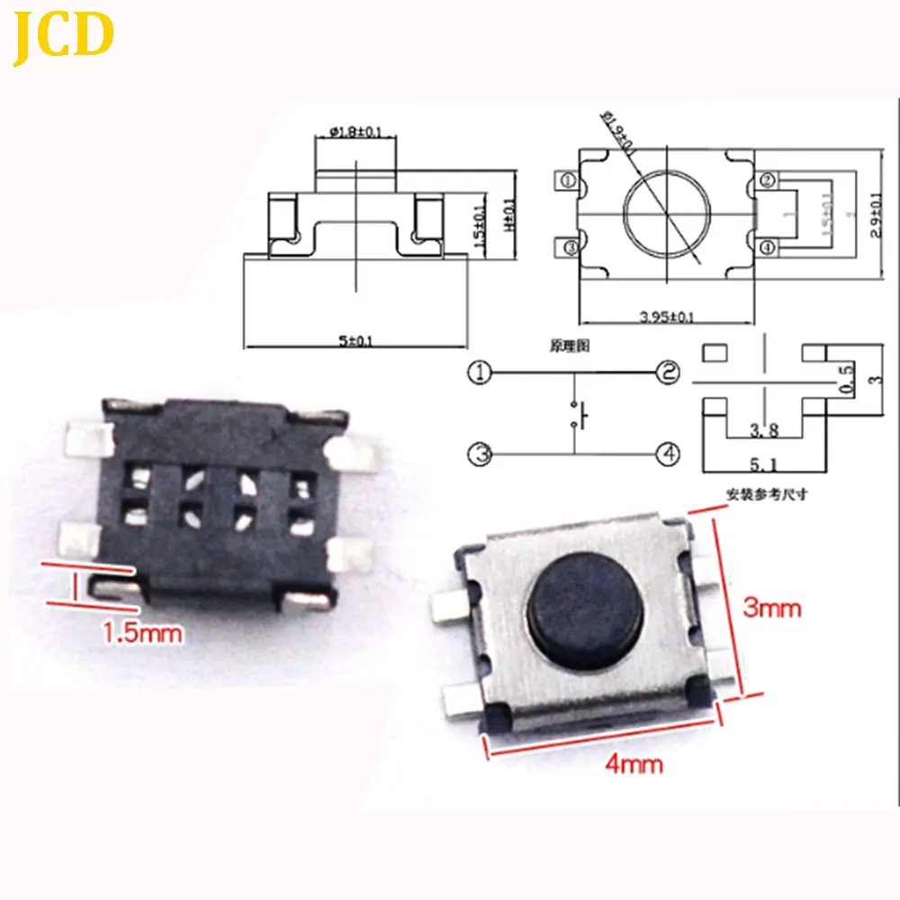 10/20/50Pcs 3x4x1.9mm 3x4x2.5mm Mini Buttons Touch Micro Switch SMD Switch 4 Pin Tactile Tact Push Button Switches