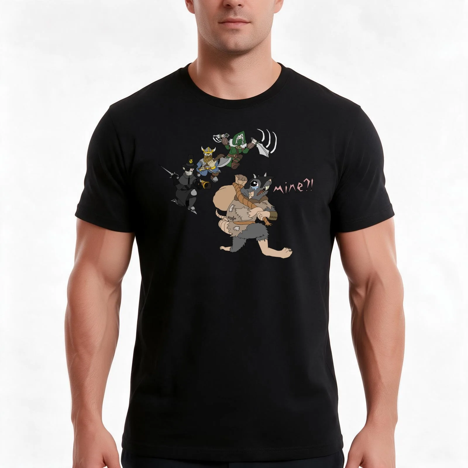Sack Rat - Mine? T-Shirt, Summer Casual Cotton Tee, Oversized Streetwear Tops, Vintage Graphic Print, Loose Fit Short Sleeve