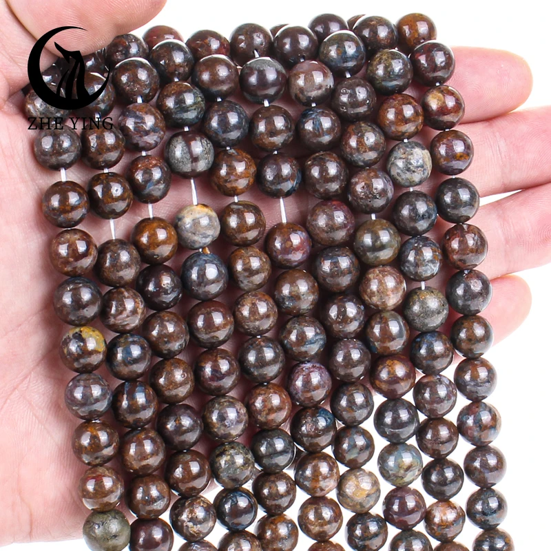 2024 natürliche Pieter Stein Perlen für Schmuck Machen Runde Edelstein Perlen für Armband Halskette Großhandel 15''
