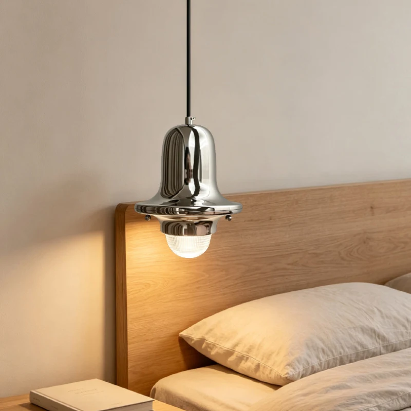 Bauhaus Bedside Small Chrome Pendant Lamp High-end Metallic Silver Industrial Style Cafe B&B Bar Retro E27 Light Fixtures