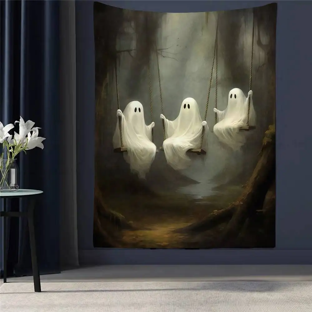 

Halloween Cute Ghost Black Cat Hippie Wall Hanging Tapestries For Living Room Home Dorm Decor Art Home Decor