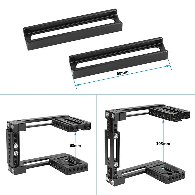 CAMVATE Универсальный штатив для камеры с верхней и боковой деревянной ручкой и адаптером для башмака и регулируемыми раздвижными стержнями для зеркальных фотоаппаратов