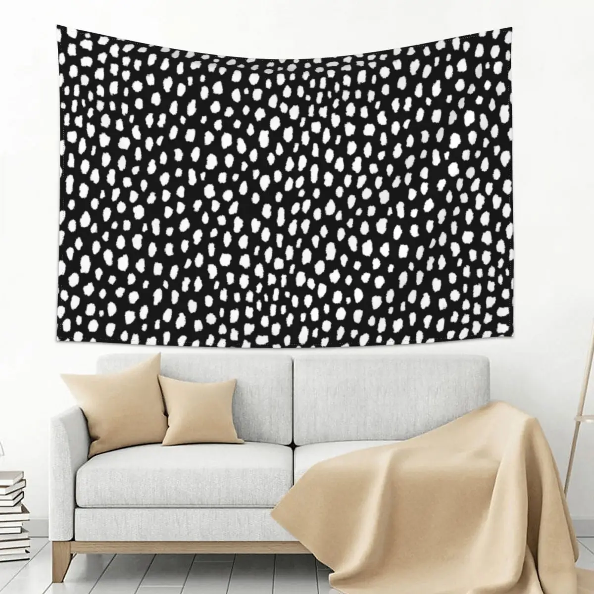 

Handmade polka dot brush strokes (black and white reverse dalmatian) Tapestry