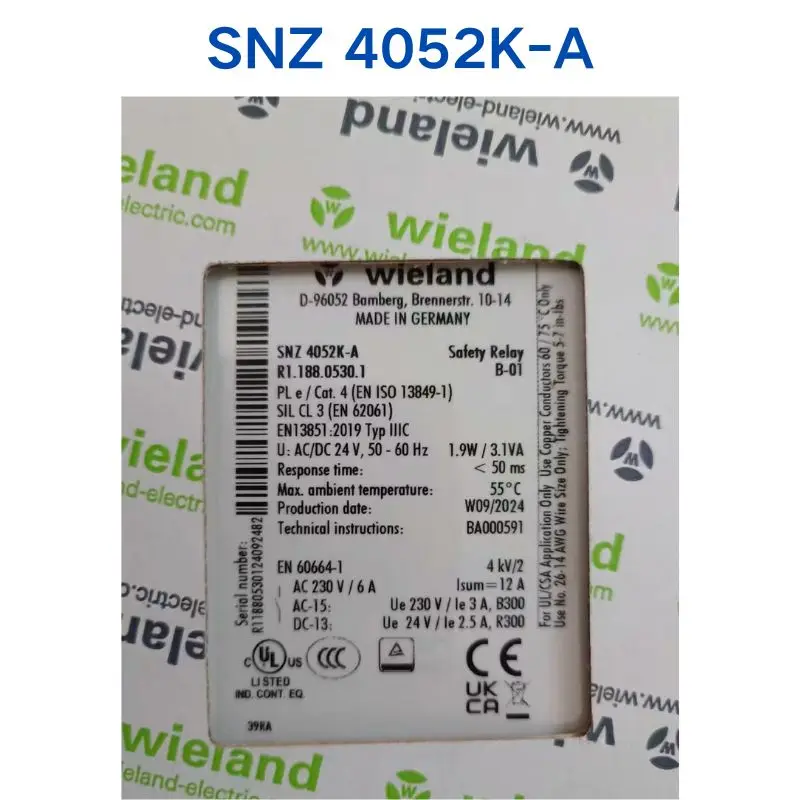 brand new wieland relay SNZ 4052K-A SNZ4052K-A