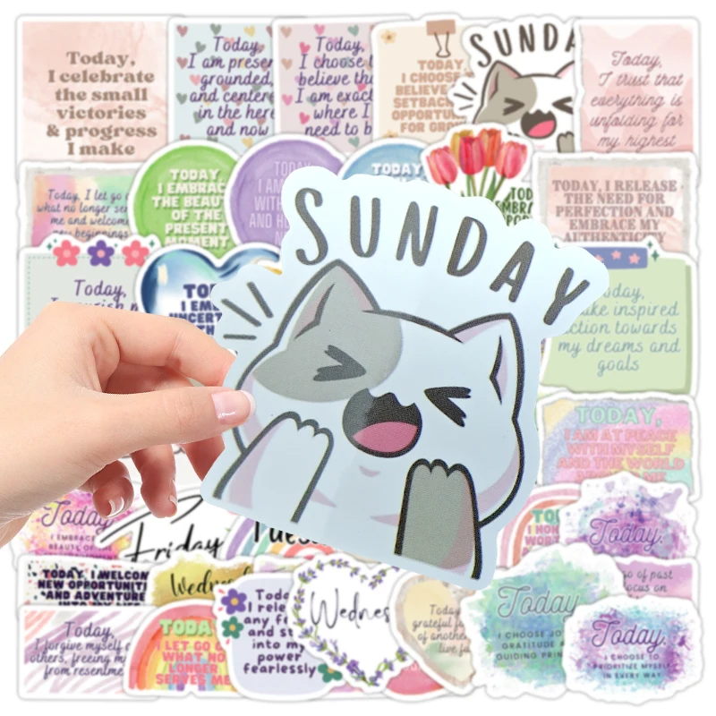 50Pcs Positive English Quotes Stickers Colorful Inspirational Phrases Decals Waterproof DIY Decor For Guitar Phone Case Laptop