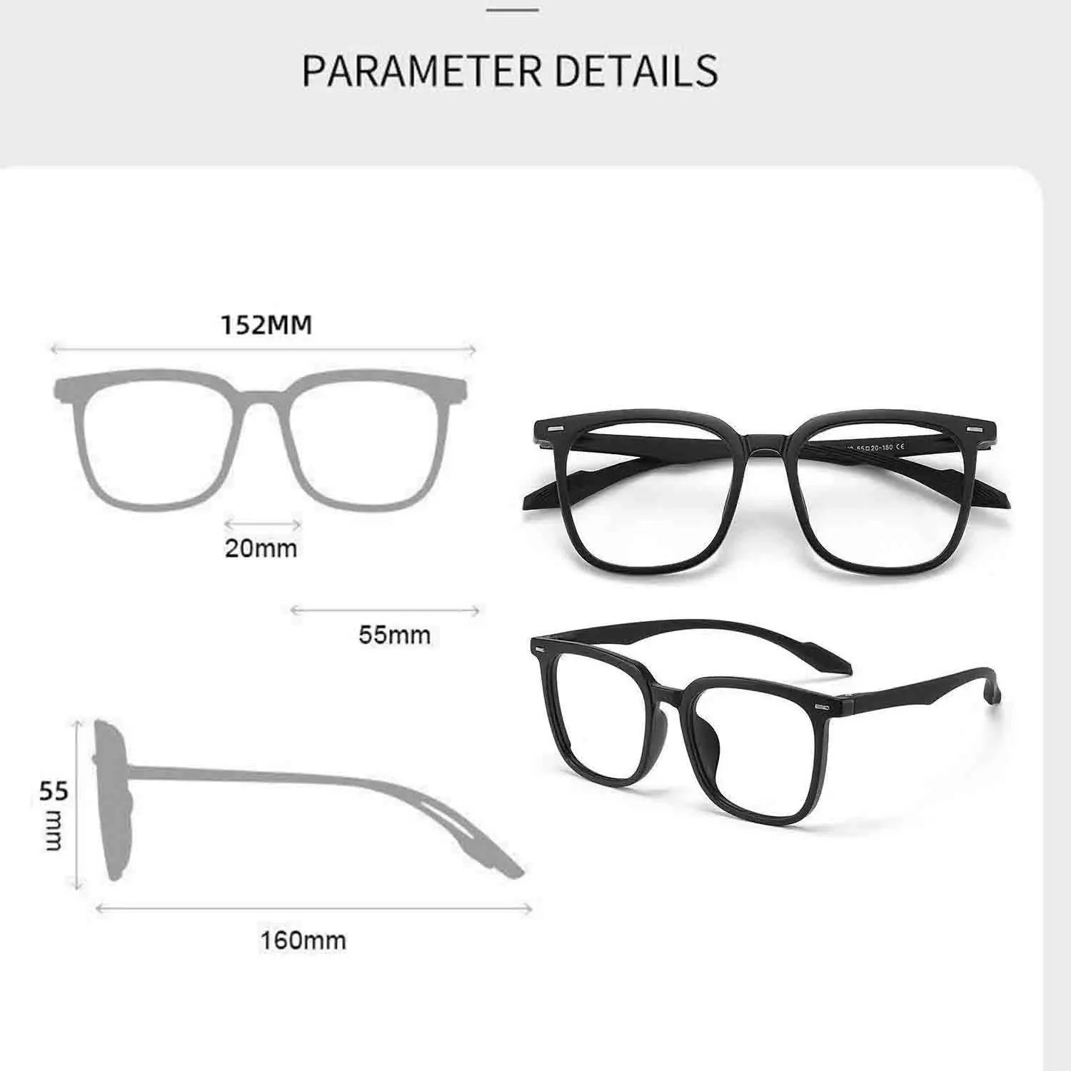 Blaulichtblockierende Brillen aus PC-Material, Anti-Blaulicht-Brille, künstlerische Brillen, Anti-Blaulicht-Brille mit großem Rahmen für Party-Männer – Detail 7