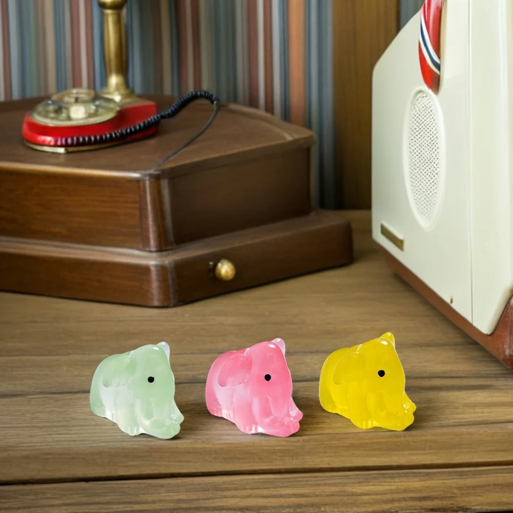 

18Pcs Glow in The Dark Mini Elephant Resin Figures Small Home Decor Ornaments for Fairy Garden Micro Landscaping Crafts Luminous