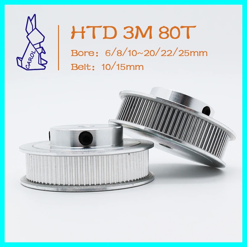 

HTD 3M 80Teeth Belt Pulley Bore 6/8/10~20/22/25mm Timing Pulley For Width 10/15mm Gears 3M 80T Synchronous Wheels HTD3M Pulley