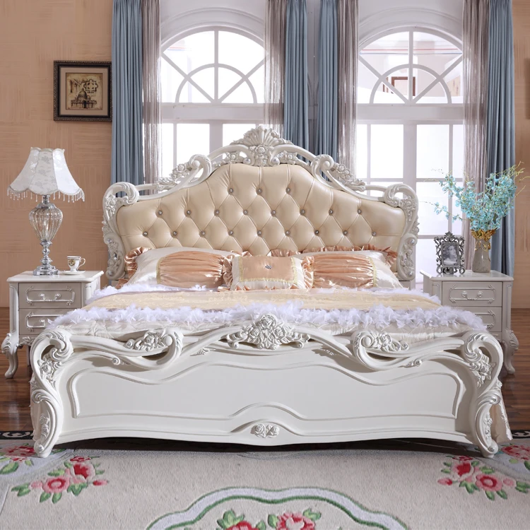 

Modern European Solid Wood Bed Fashion Carved French Bedroom Furniture