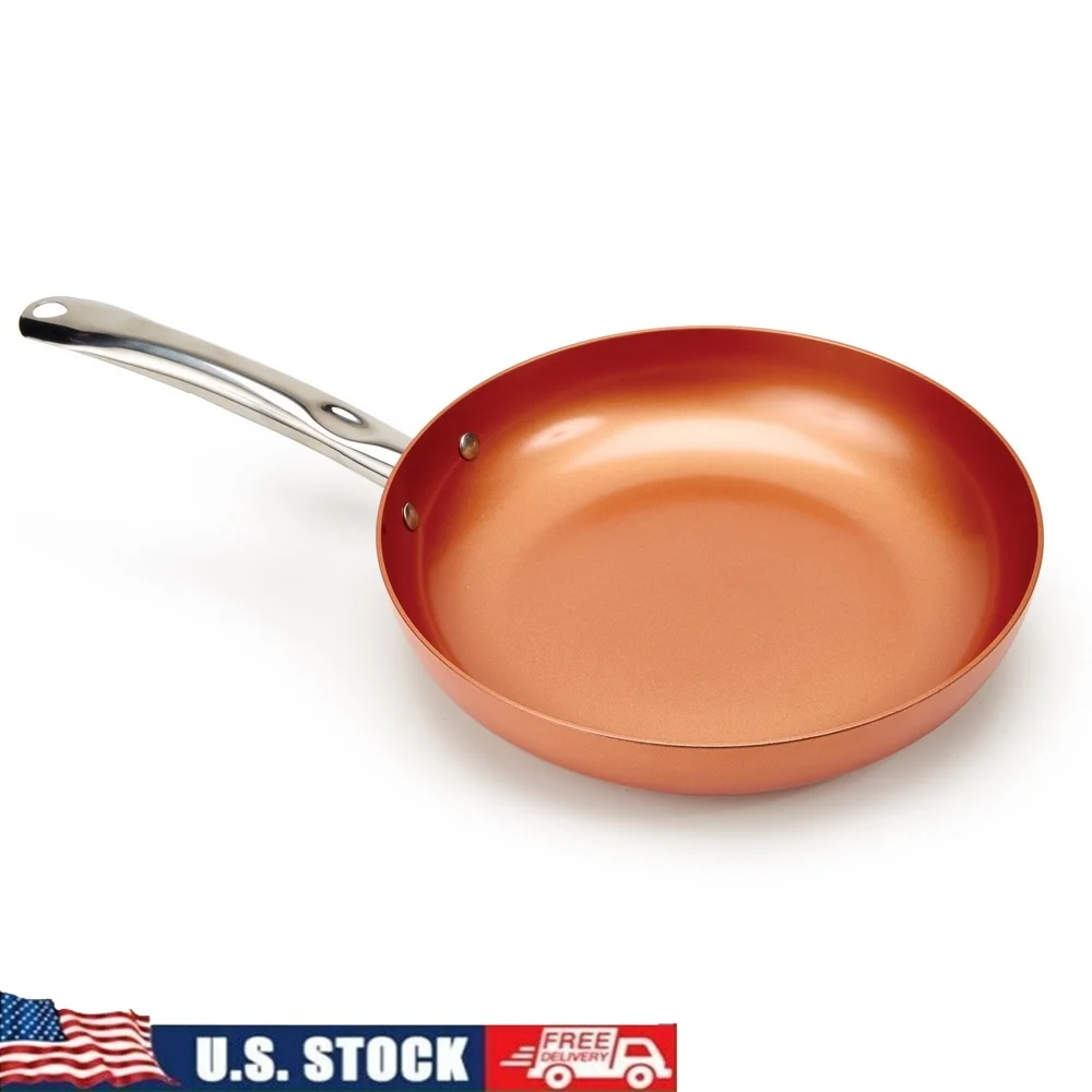 

10 Inch Non-Stick Fry Pan with Glass Lid Dishwasher Safe Induction Compatible Cerami-Tech Coating Heavy Duty Construction Heat