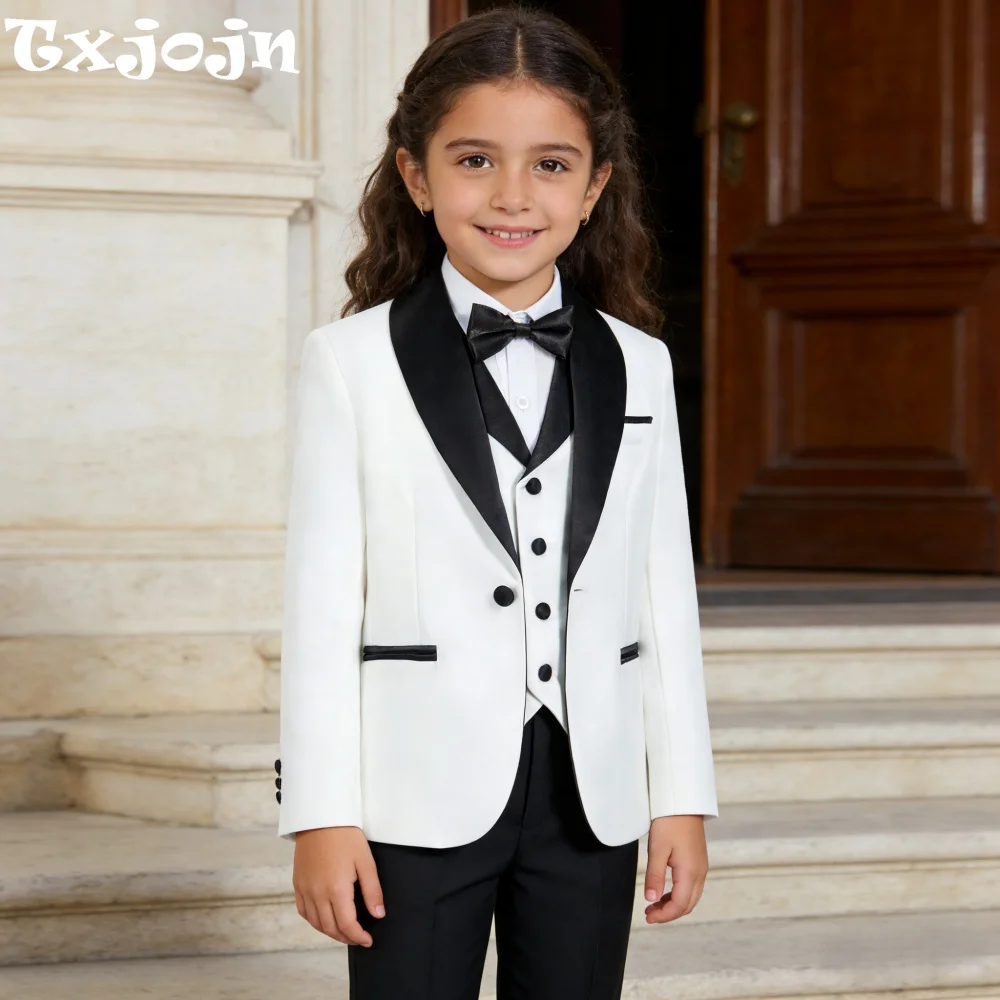 

Формальный костюм для девочек, комплект из 4 предметов, одежда для свадебных гостей, быстрая доставка, детский приталенный смокинг, одежда для выступлений на сцене, От 3 до 14 лет, в наличии