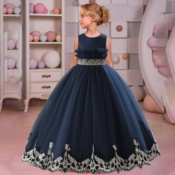 Teen Flower Girl Dress Bridesmaid Ceremony Princess Party Prom Dressees Lace Evening Long Kids Pageant Wedding Ball Gown Vestido