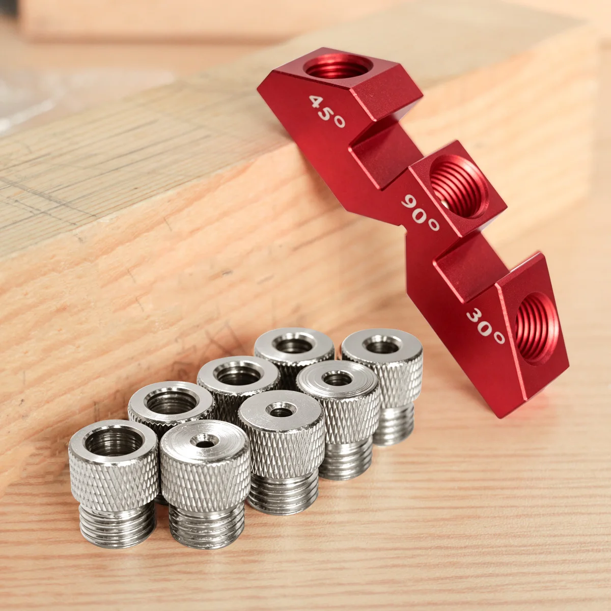 Aluminiumlegierung 30/45/90 ° Multifunktions-Bohrschablone, Holzbohrer-Positionierer, tragbare Bohrschablone für Holzarbeiten und DIY-Projekte. – Detail 7